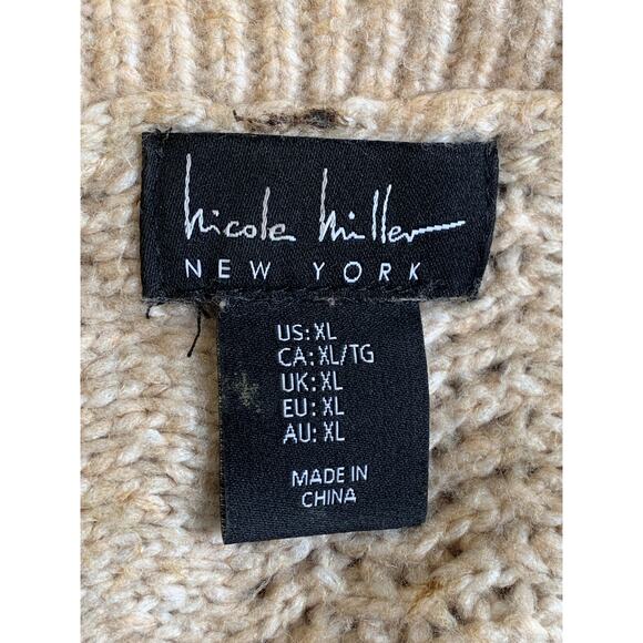 Nicole Miller Women's Long Sleeve Knit Round Neck Pullover Sweater Beige Size XL - Picture 3 of 5